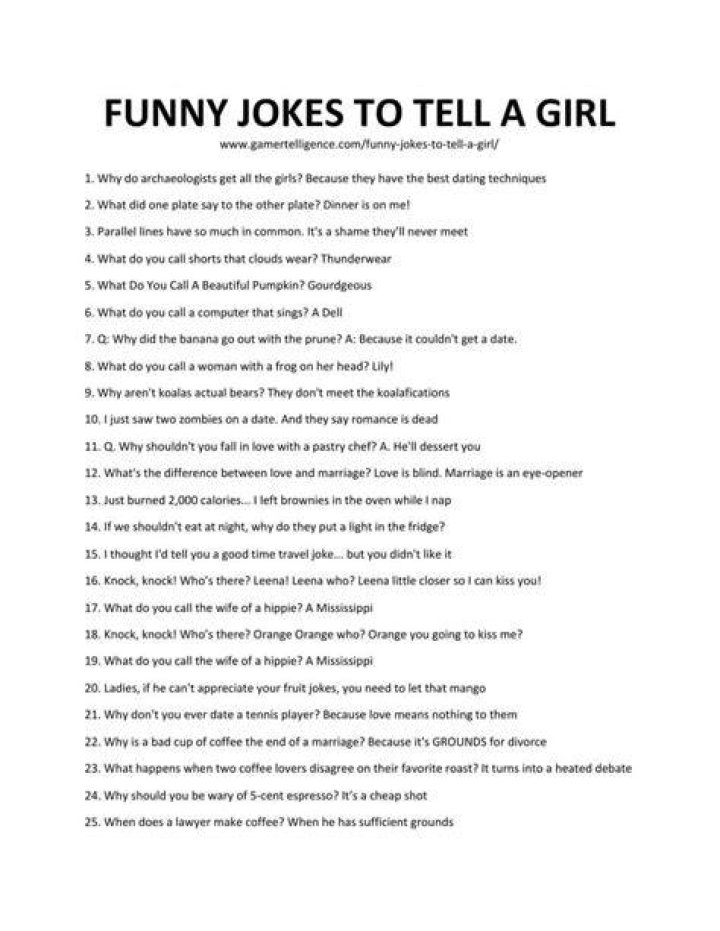 24 Funny Jokes To Tell A Girl That You Like Make Her Day Fun!