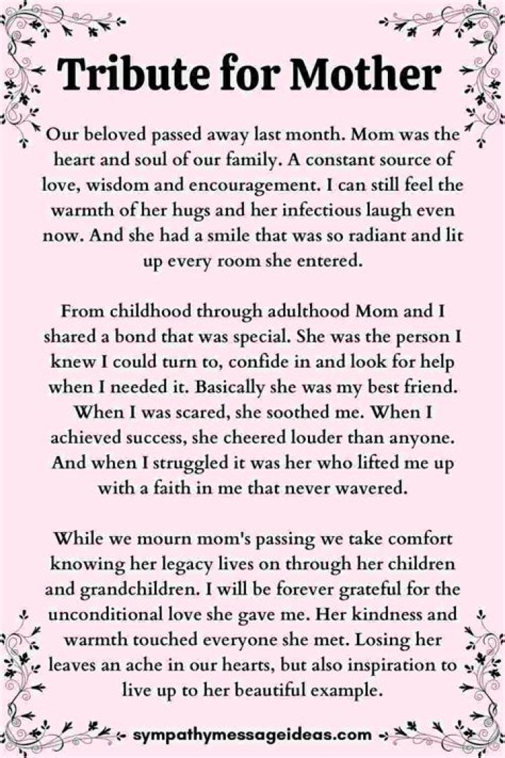 A Daughter's Heartfelt Tribute To Her Mother At Her Funeral