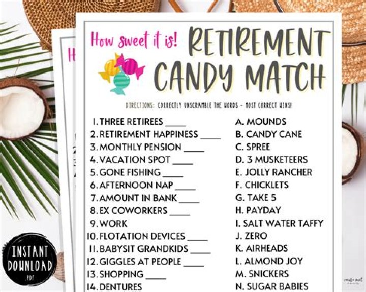 Retirement Party Games Retirement Candy Match Fun Etsy Israel