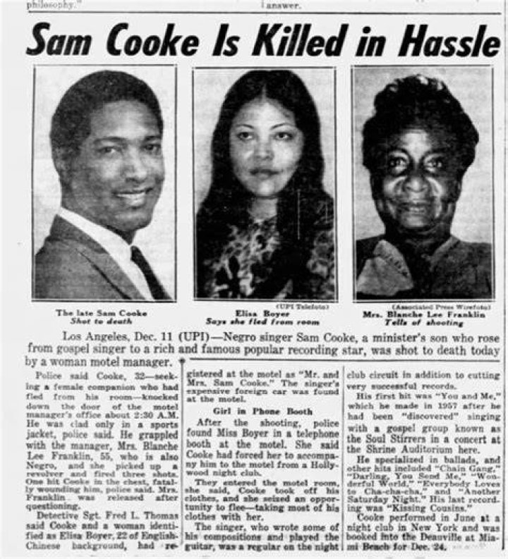Sam Cooke Cause Of Death How did Sam Cooke die according to the news